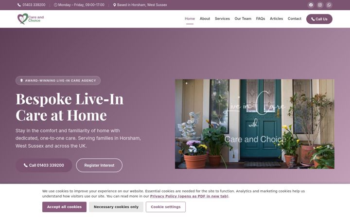 Screenshot of careandchoice.co.uk