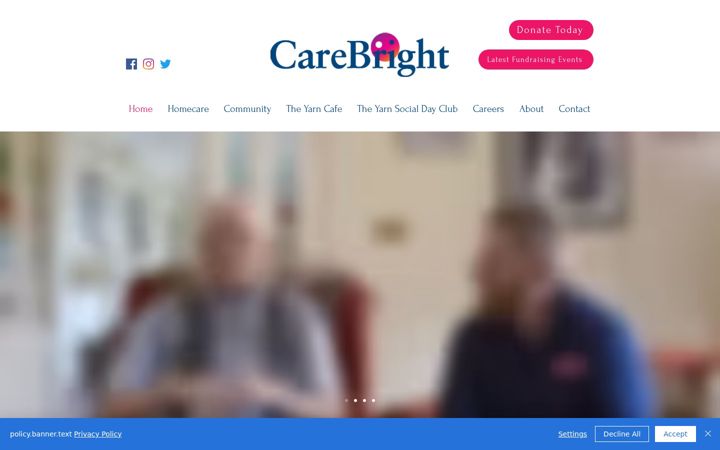 Captură de ecran a carebright.ie