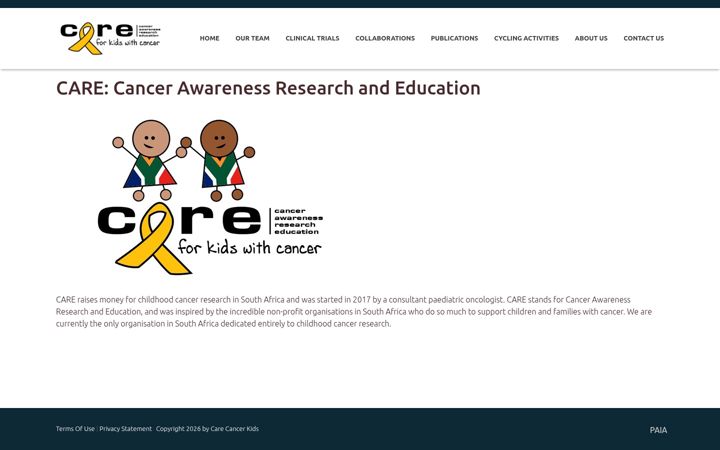 Zrzut ekranu carecancerkids.co.za