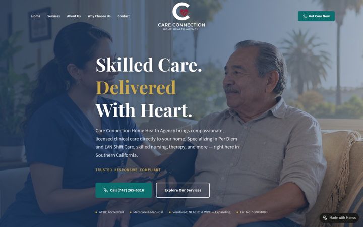 Screenshot of careconnectionhh.com
