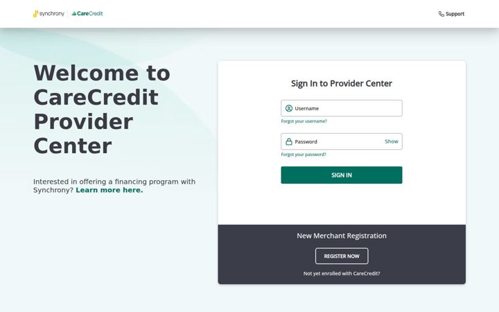 Screenshot von carecreditprovidercenter.com