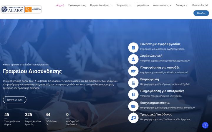 Screenshot of career.aegean.gr