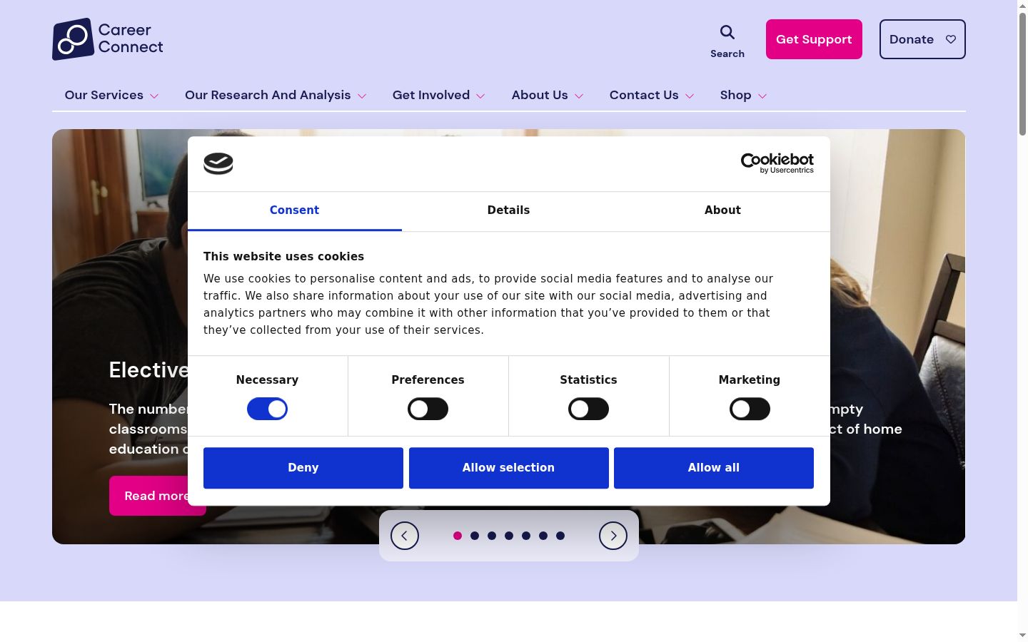 Capture d'écran de la bannière de consentement affichée avant toute interaction