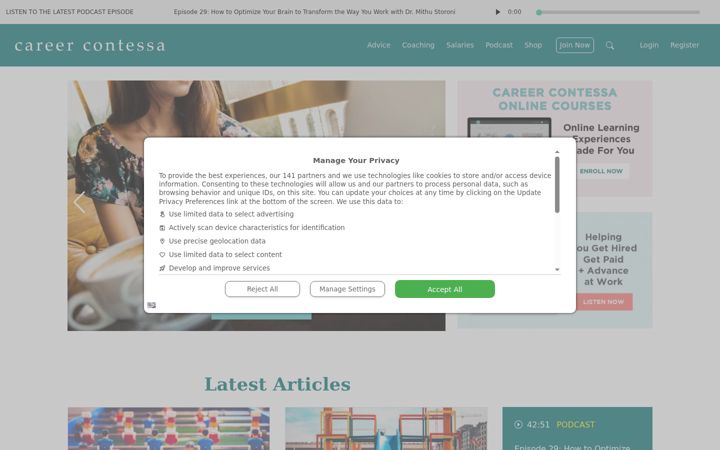 Snimka zaslona za careercontessa.com