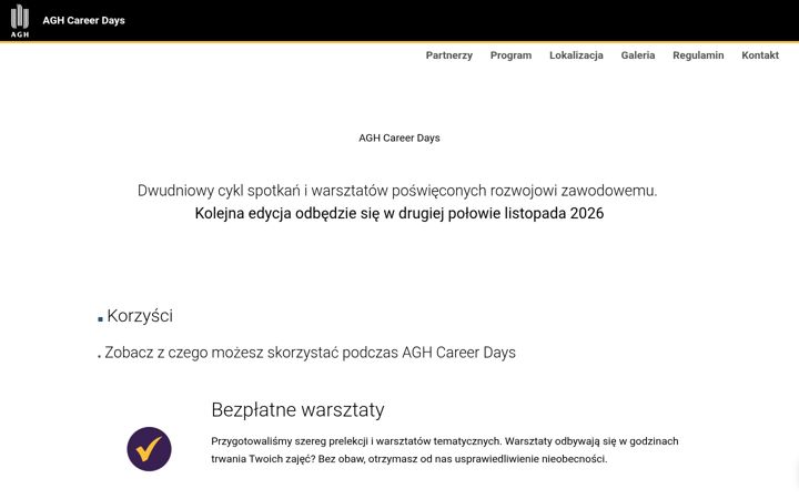 Screenshot of careerdays.agh.edu.pl