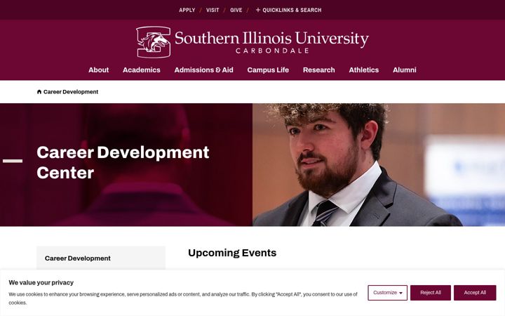 Screenshot of careerdevelopment.siu.edu