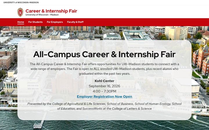 Screenshot von careerfair.wisc.edu
