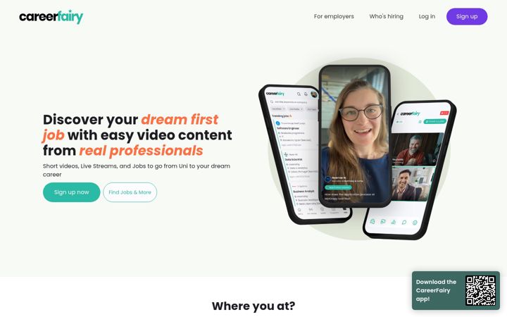 Screenshot of careerfairy.io