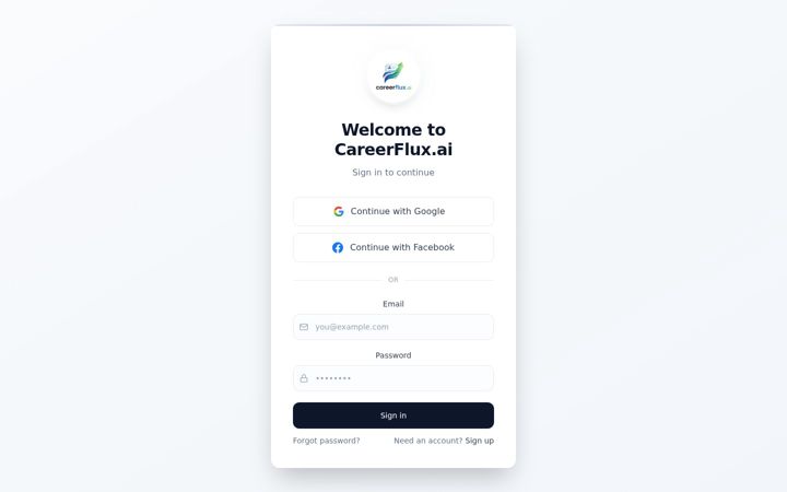 Screenshot of careerflux.ai
