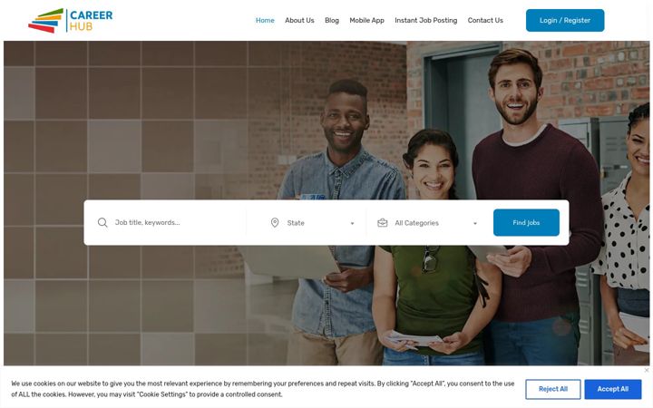 Screenshot of careerhub.org.in