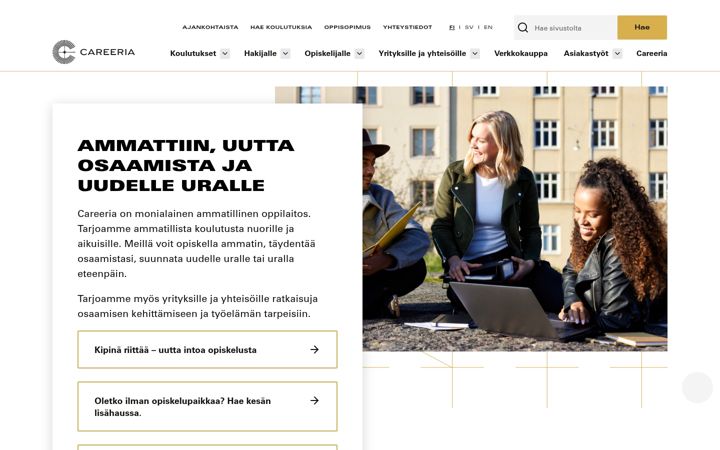 Screenshot of careeria.fi
