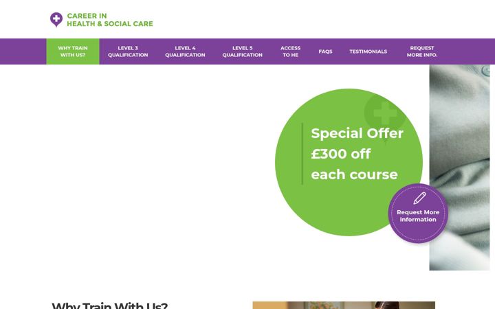 Screenshot of careerinhealthandsocialcare.co.uk