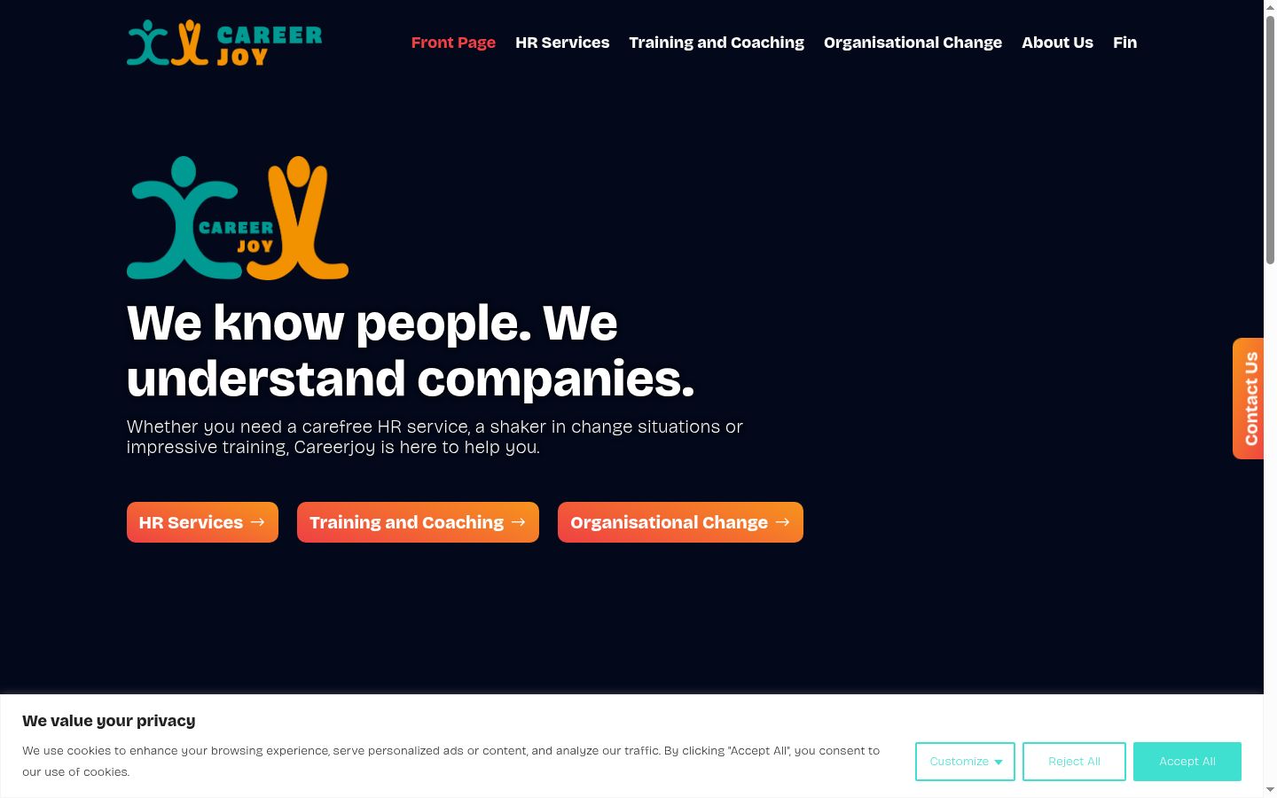 Screenshot of the consent banner shown before any interaction