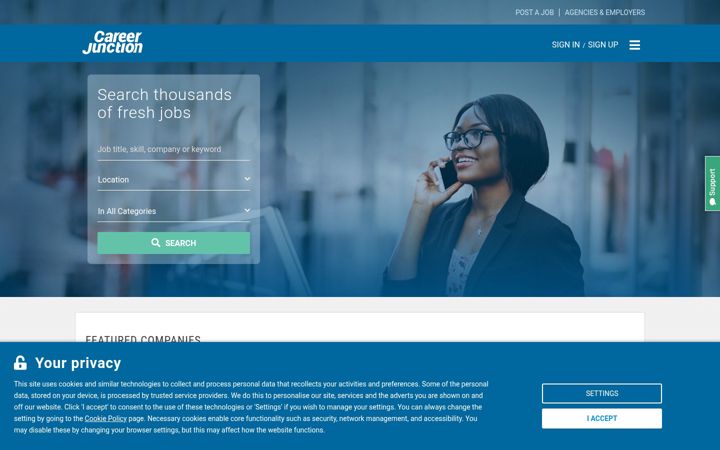 Screenshot of careerjunction.co.za