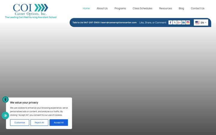 Screenshot of careeroptionscenter.com