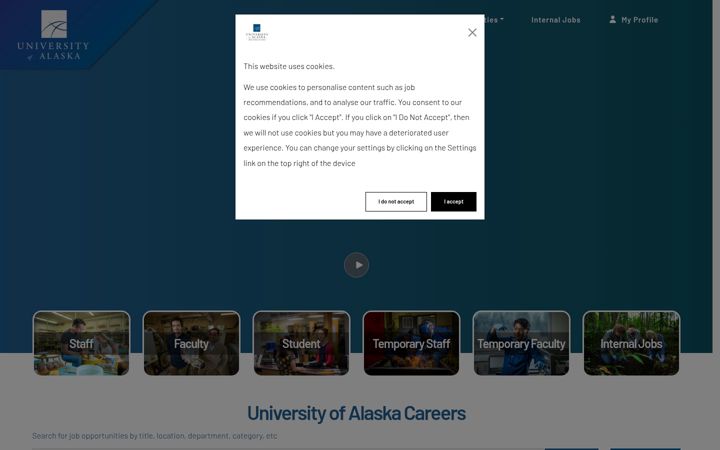 Screenshot von careers.alaska.edu