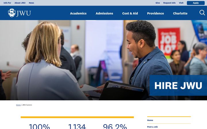 Screenshot of careers.jwu.edu