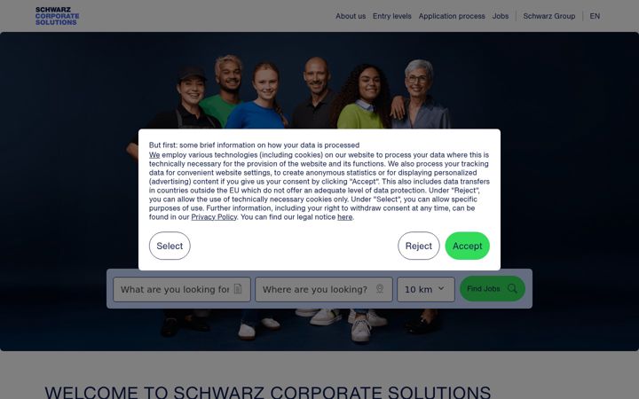 Screenshot of careers.schwarz
