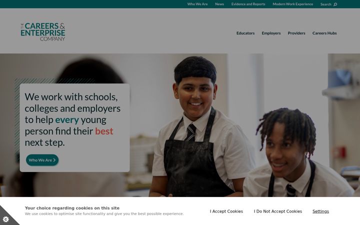 Screenshot of careersandenterprise.co.uk
