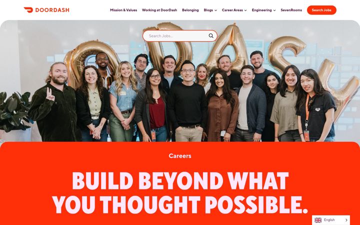 Screenshot of careersatdoordash.com