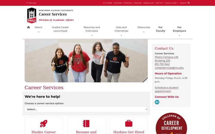 Screenshot of careerservices.niu.edu