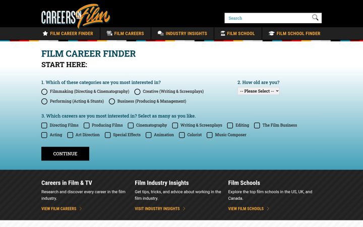Screenshot of careersinfilm.com