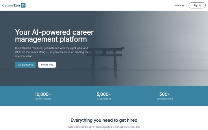 Screenshot of careerzen.com
