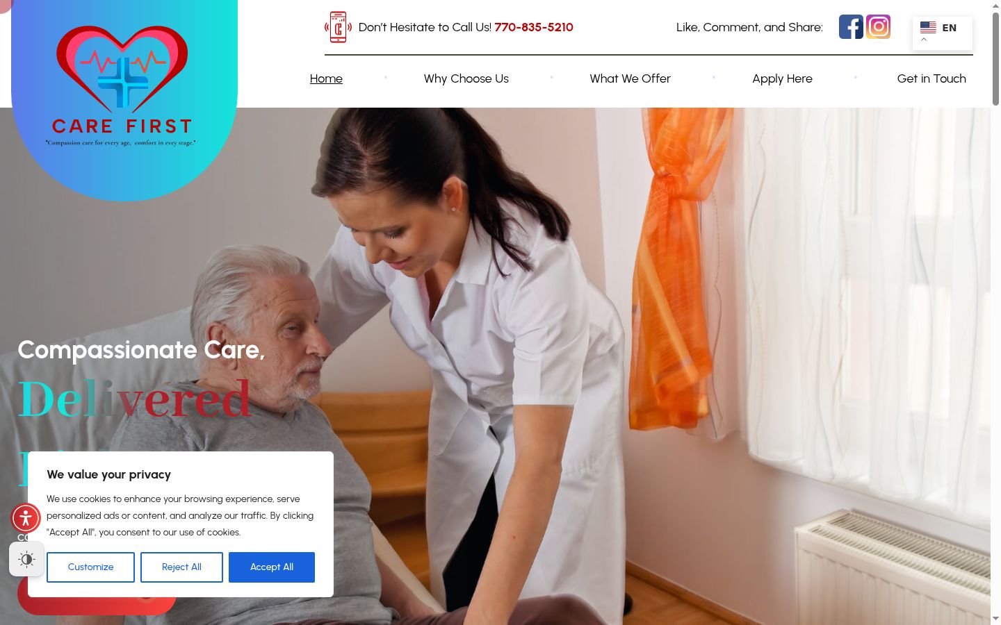 Screenshot of the consent banner shown before any interaction