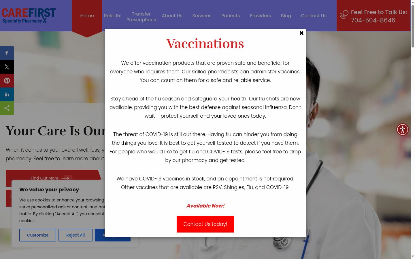 Screenshot of the consent banner shown before any interaction