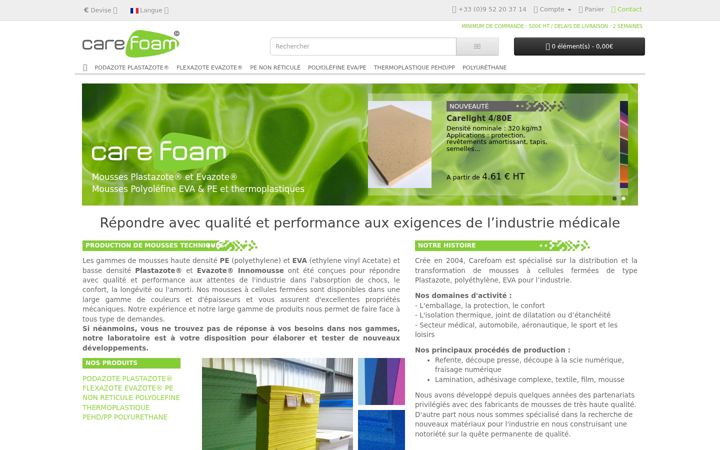 Screenshot of carefoam.eu