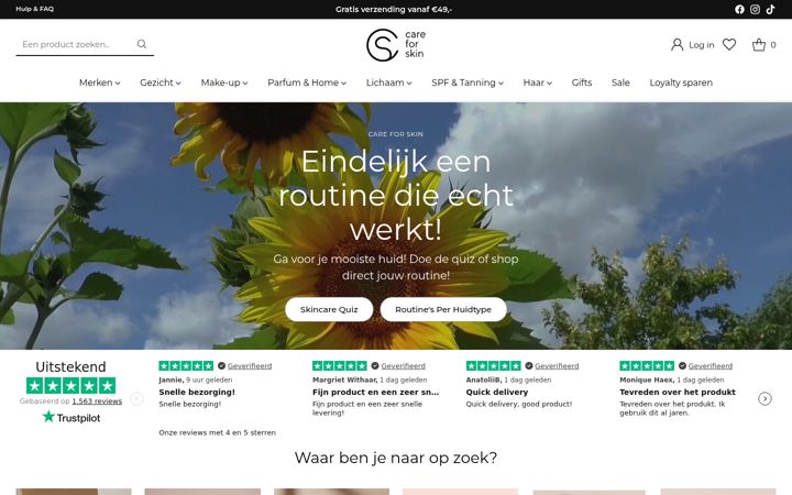 Screenshot ta' careforskin.nl