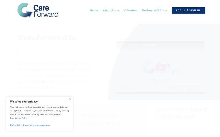 Snímek obrazovky careforward.io
