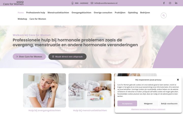Screenshot of careforwomen.nl