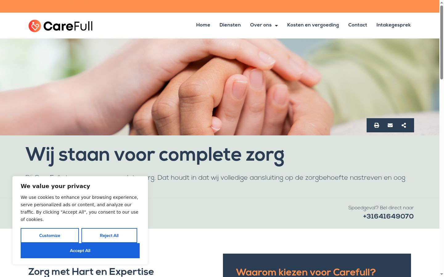 Screenshot del banner di consenso mostrato prima di qualsiasi interazione