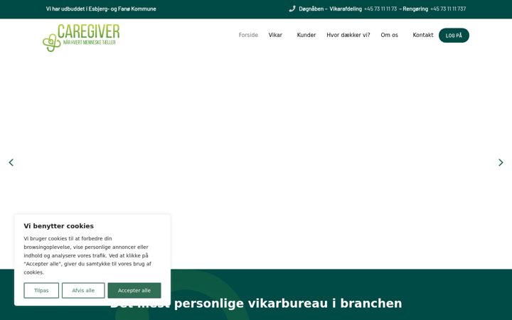 Screenshot of caregiver.dk