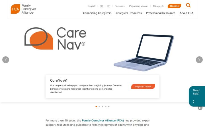 Snimka zaslona za caregiver.org