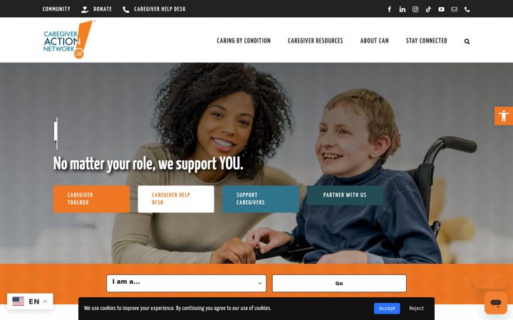 Screenshot of caregiveraction.org