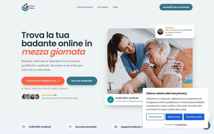 Snímek obrazovky careguru.io
