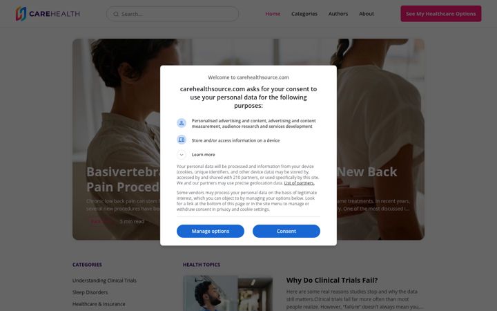Skærmbillede af carehealthsource.com