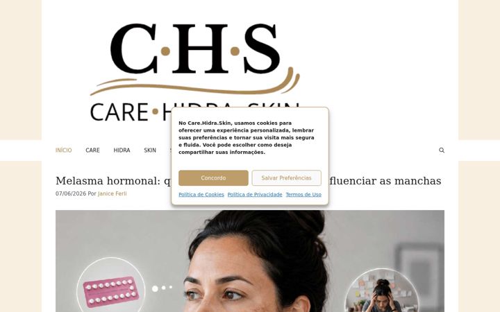 Screenshot of carehidraskin.com