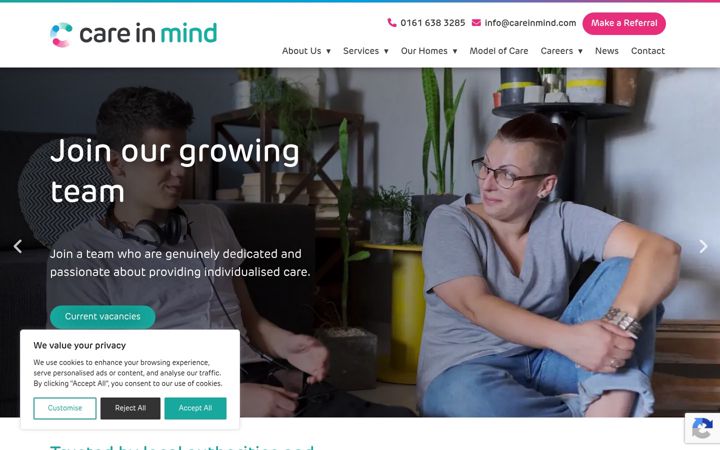 Screenshot of careinmind.co.uk