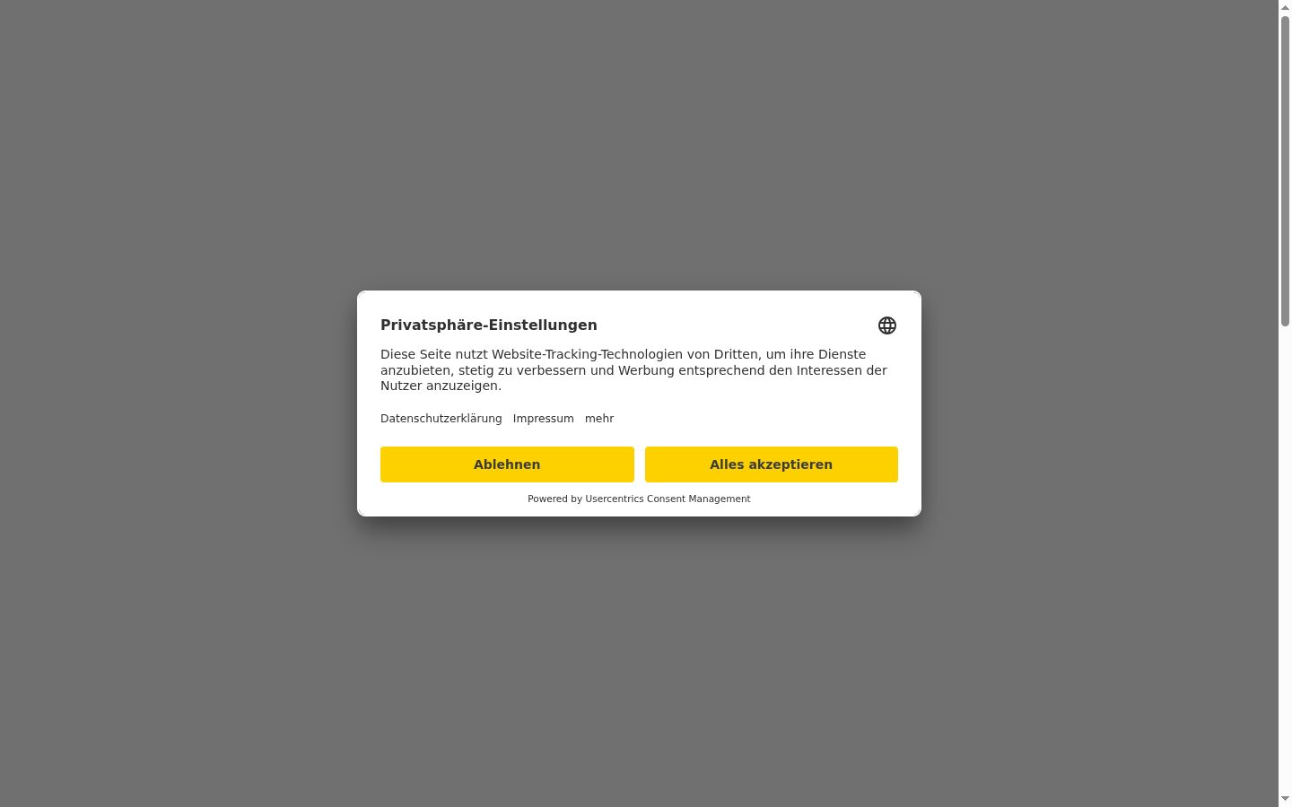 Snimka zaslona bannera za privolu prikazanog prije bilo kakve interakcije