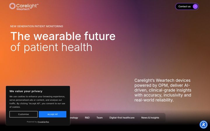 Screenshot of carelightweartech.com