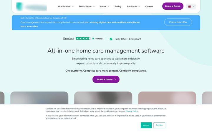 Screenshot of carelinelive.com