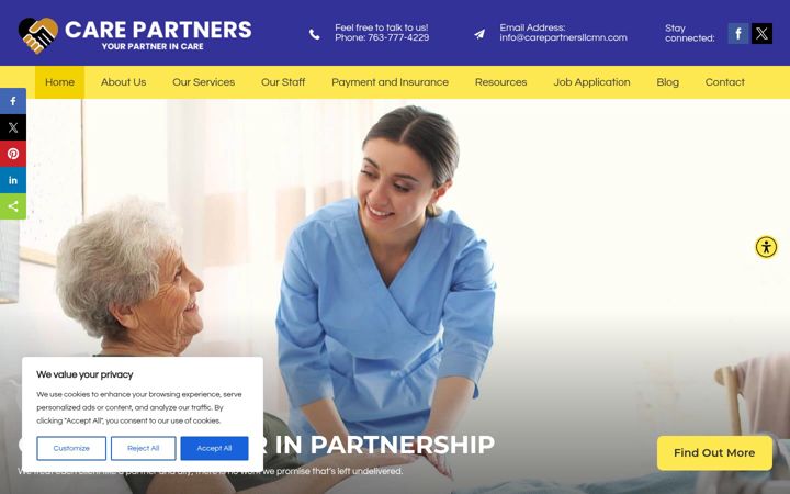 Screenshot of carepartnersllcmn.com