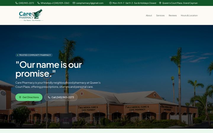 Screenshot of carepharmacycayman.com