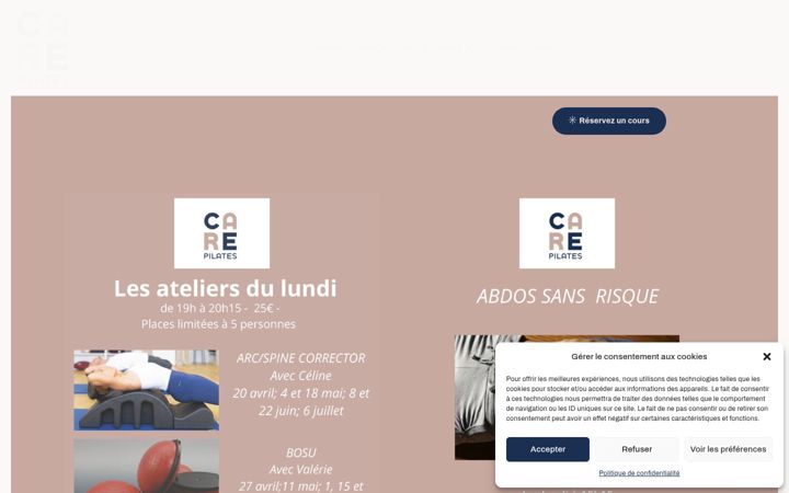Screenshot of carepilates.fr