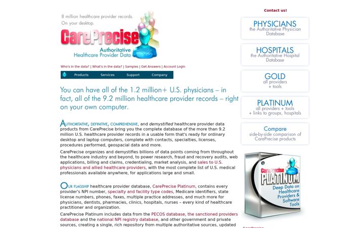 Screenshot of careprecise.com
