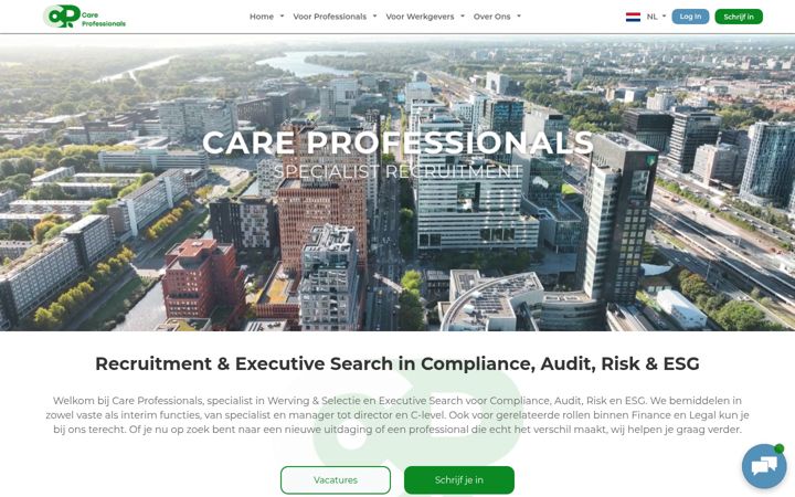 Screenshot of careprofessionals.nl