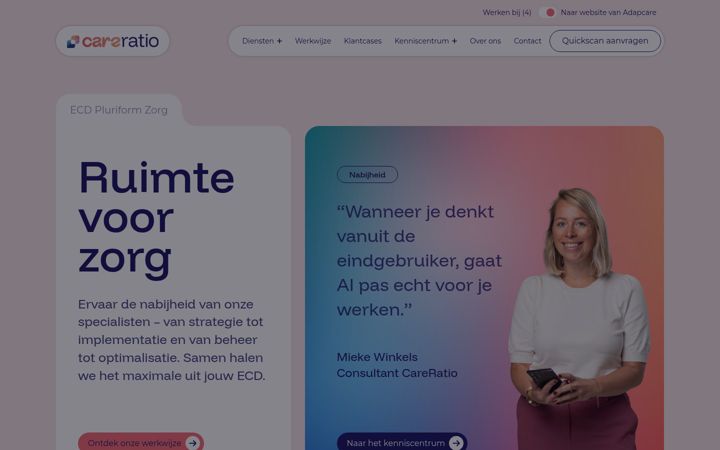 Screenshot di careratio.nl
